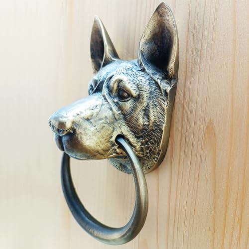 Aldaba de pastor alemán para decorar su puerta principal con latón macizo de 6.5" 4