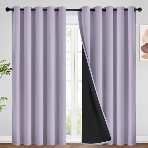 Image of SimpleHome Lilac 100% Blackout Curtains Room Darkening Living Room 84 Inch