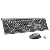 iClever キーボード マウスセット ワイヤレス Bluetooth＆2.4G JIS日本語配列 フルサイズ テンキー付き マウス4段調節可能DPI 静音 薄型 軽量 無線 Type-C充電式 パンタグラフ式 デュアルモード パソコンPC Windows/Mac対応 DK03 Combo (グレーブラック)