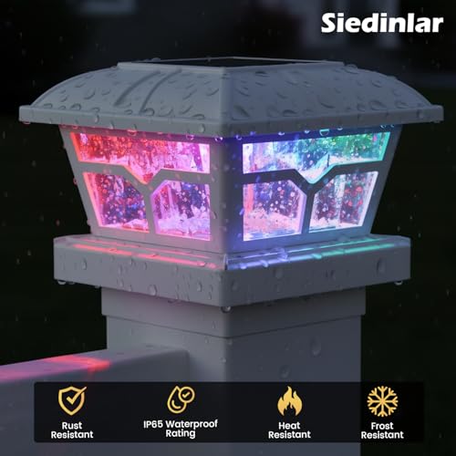 image for SIEDiNLAR Solar Post Cap Lights Outdoor 2 Color Modes LED for 4x4 5x5 