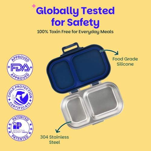 Image of Basil Bento Ace 2C Steel Lunch Box - Classic Blue
