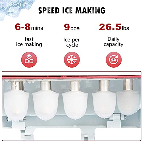 Fabricadora de Hielo Eléctrica Compacta para Encimera, Automática, Produce Cubos de Hielo en 8 Minutos, Tamaño Ajustable y Función de Limpieza Automática miniatura 7