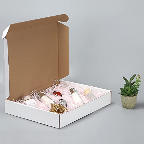 Image of HORLIMER 13x10x2 inches Shipping Boxes Set of 25, White Corrugated Cardboard Box Literature Mailer
