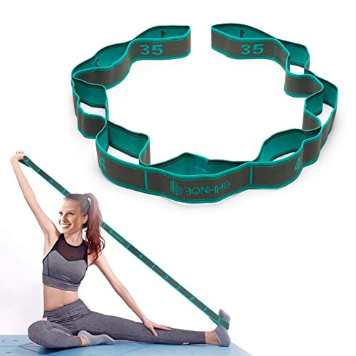 BONHHC Banda elástica de yoga, con 9 trabillas, bandas de resistencia muy elásticas, fácil de llevar, para yoga, fitness, terapia física, estiramientos Cover