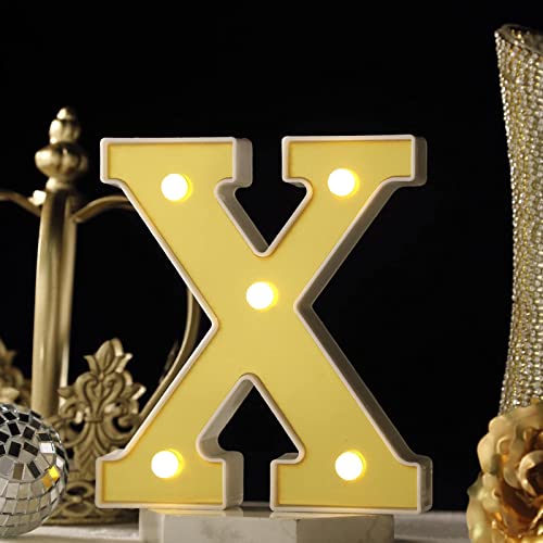 Image of Efavormart 6 inch Gold Marquee Letter X, Mirror Front Warm White LED Light Up 3D Sign, Battery Operated 72H Glow for Wedding Party & Wall Decor