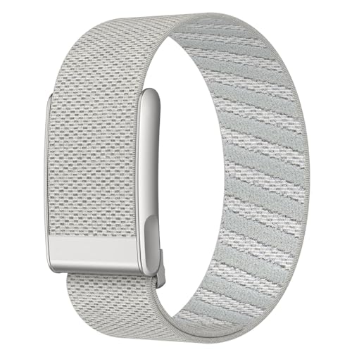Nylon-Armband, kompatibel mit Whoop 5.0/Whoop MG-Bändern, weiches, dehnbares Nylon-Sportschlaufen-Ersatzband mit Metallgrenzen förmigem Verschluss und verstellbarem (Light Gray, One Size)