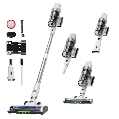 ElecKeys Cordless Vacuum Cleaner, 580W 48KPA 65Mins Vacuum Cleaners for Home, Self-Standing Anti-Tangle Vacuum with LED Display, Rechargeable, Lightweight, Cordless Vacuum for Floors/Pet Hair/Carpets