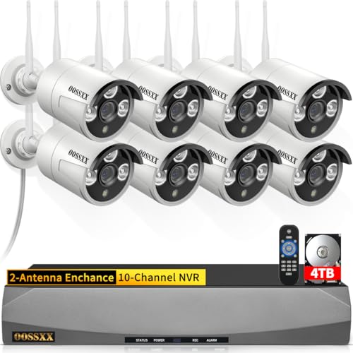 Dual Antennas for WiFi Enhanced & 60 Days Storage AI Human Detected 2K 3.0MP Wireless Security Camera System,OOSSXX 10 Channel DVR HD Outdoor Home Surveillance WiFi Cameras Systems