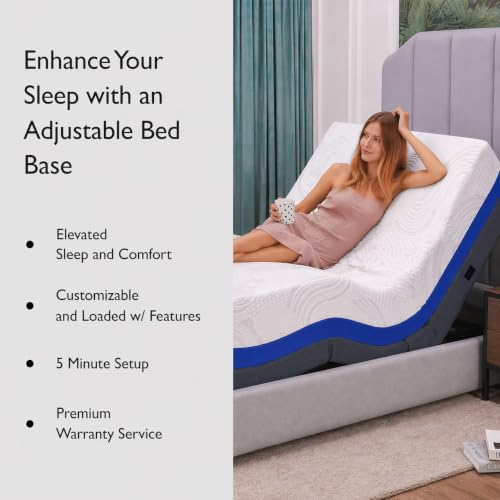 Image of Premium King Adjustable Bed with 14 Inch Prime Gel Memory Foam Sleep System, Massage, Zero Gravity, Anti-Snore, Programmable Memory Positions, USB, Underbed Lighting, Zero Clearance