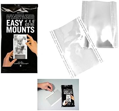 Photo Sleeves, 48 Acid-Free, Archival Clear 4" x 6" Self-Adhesive EASY MOUNTS
