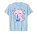 Kawaii Axolotl Drinking Boba Tea Cute Bubble Tea T-Shirt, Men, Baby Blue, Small