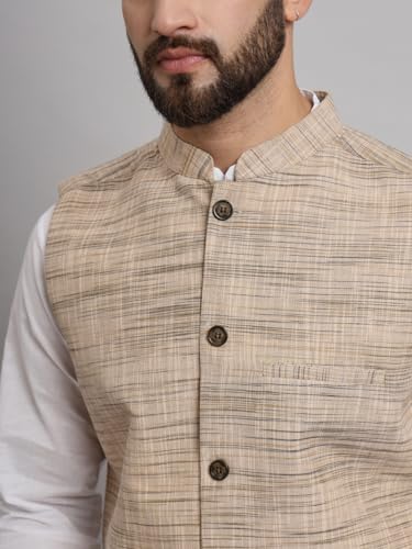 Image of LATEST CHIKAN Men's Traditional Cotton Solid Nehru Jacket /Waistcoat