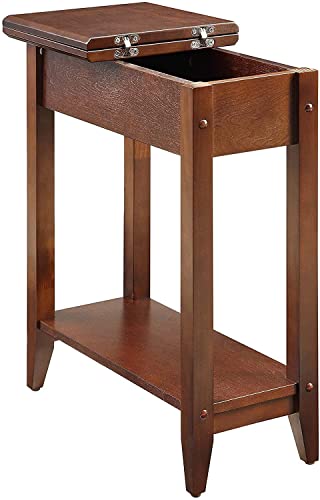 Image of 3-Tier End Table /Side Table /Nightstand with Wood Poles - Indian Sheesham /Mahogany Finish, - Modern Storage Accent for Living Room, Bedroom, or Bedside (Modern)