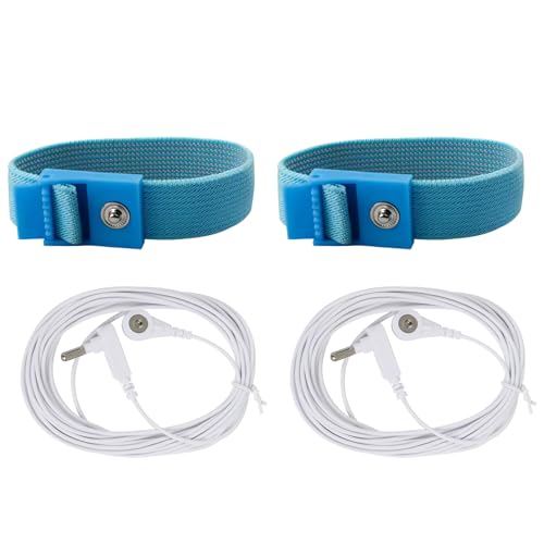 WHXGG Grounding Wrist Strap, Grounding Wristband Wrist Straps Grounding Wires Grounding Bracelet with 15 Feet Grounding Cord Fits Most Earthing Grounding Products for Sleep Energy Healthy (2)