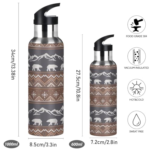 Sports Water Bottle - Insulated Stainless Steel Thermo Bottle with Straw Lid