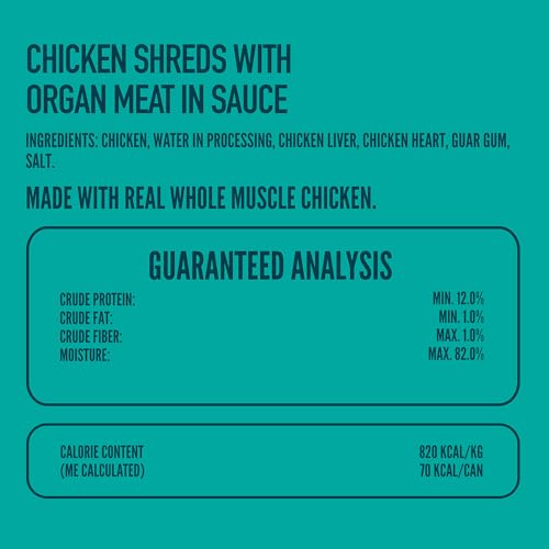Image of A Strong Heart Canned Wet Cat Food, Chicken Shreds with Organ Meat in Sauce -3 oz Cans (Pack of 24), Made in The USA with Real Chicken