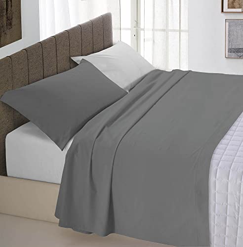 Italian Bed Linen Juego de sábanas Natural Color Plana 150x300, Hoja instalada 90x200cm+Funda...
