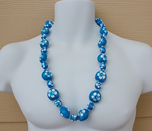 Hawaii Jewelry Kukui Nut With Wooden Bead Flower Lei Necklaces3