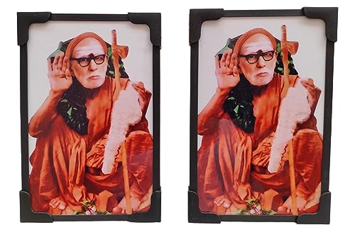 Vils [Combo Offer] Kanchi Saint Jagadguru Shri Sankaracharya Maha Periyava Divine Holy Blessing Wood & Plastic Wall Mount/Table Top Photo Frame Cutout with Back Stand (4 inch X 6 inch)