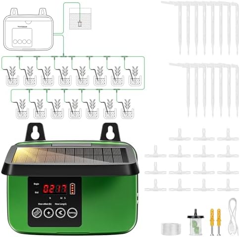 VIVOSUN Solar Automatic Drip Irrigation Kits with Timer, 3W Output