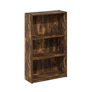 Furinno Jaya Simply Home Adjustable Shelf Bookcase, 3-Tier, Amber Pine