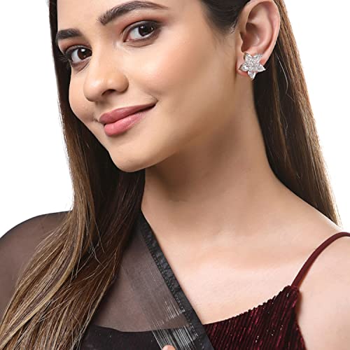 Image of Zeneme Earring Handmade Rhodium Plated Lightweight Pink Star Shaped Studs Earrings Jewellery For Girl And Women