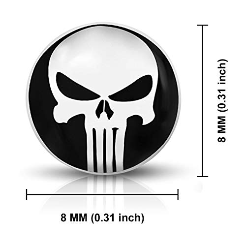 Stainless Steel Punisher Skull Round Circle Button Stud Post Earrings3