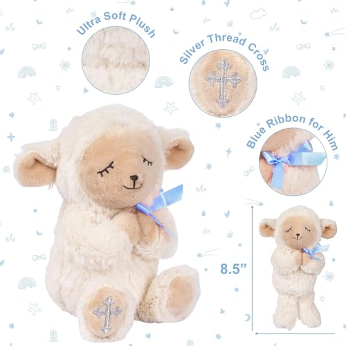 MyMateZoe Baptism Gifts for Boys, Great Christening, Dedication and Baptism Gift Set for Boys and Newborn Baby, Includes 7" Praying Lamb Plush Toy and Let Us Pray Baby Book in Keepsake Gift Box by MyMateZoe - Used condition - Image 2