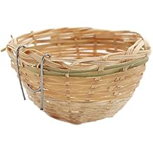 hejhncii Small Bird Nest with Metal Hook Hand Woven Bamboo Bird Eco-Friendly Birds Cages Accessory Cozy Birds Nest Hand Woven Bird Nest