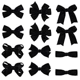 Velvet Black Ribbon Hair Bows Alligator Clips 12 Pcs 3in Cute Fall Halloween New Year Dressy Bowknot Barrettes for Baby Toddler Teen Girls School Kids Xmas Valentines Birthday Gift