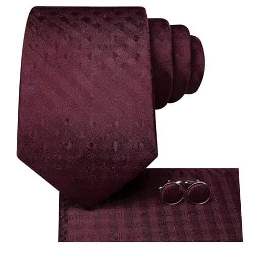 Image of Hi-Tie 70 inches Ties for Men Silk Extra Long Necktie and Pocket Square Cufflinks Set Men Big and Tall Tie Business