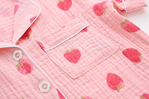 ACESTAR Toddler Girls Boys Pajamas Set Summer 2 Pcs Pjs Set - Kids Short Sleeve Button Down Sleepwear (3T-7 Years)4