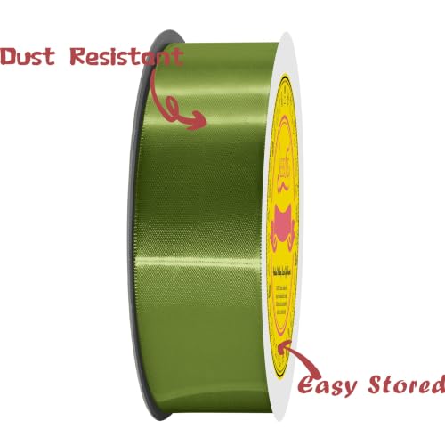 Image of Double Face Moss Satin Ribbon 1-1 /2 inch X 50 Yards Polyester Moss Ribbon for Gift Wrapping Very Suitable for Weddings Party Hair Bow Invitation Decorations and More
