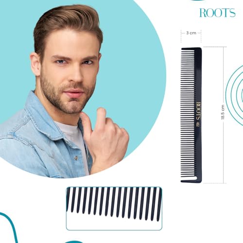 Image of ROOTS - Professional Hair Cutting Comb | Salon Grade - For Men & Women | Ideal for Sectioning & Colouring | Round Teeth prevent Hair & Scalp damage | Length - 7.2 Inch | Model No. 402