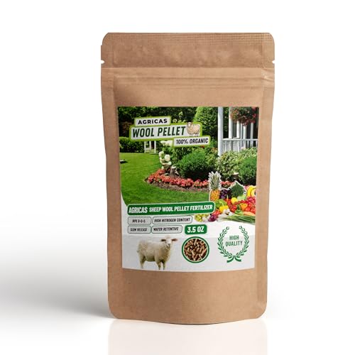 AGRICAS Wool Pellet Organic Fertilizer 3.5 oz Made of Sheep Wool Water Holding Enhances Soil Health Ideal for Fruits Vegetables Flowers Indoor and Outdoor Plants - 1 Pack