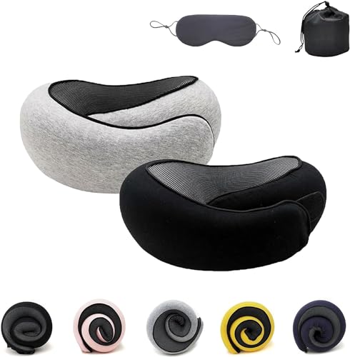 Flyhugz - Almofada de viagem Wander Plus, almofada de pescoço Wander Plus, almofada de viagem para o pescoço, almofada de viagem de espuma viscoelástica para aviões, almofada de pescoço de viagem