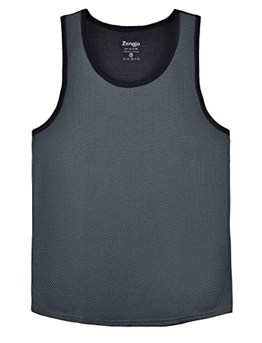 Beach Tank Tops For Men Mesh Jersey Dry Fit Sleeveless Shirt(Iron Grey,Xxl) #TOP13