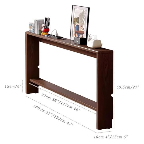 Mesa consola de madera maciza estrecha para pasillo y dormitorio 3