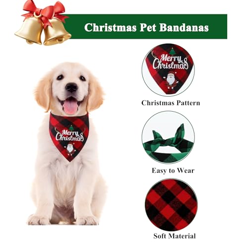 Weihnachten Halstuch Hund, 2 Stück Weihnachten Haustier Bandanas, Klassisches Kariertes Hundehalstuch Weihnachten, Haustier Bandana Schal Dreieck Lätzchen für Große Mittelgroße Kleine Hunde Katzen