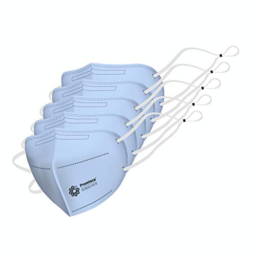 Promisca N95 (Pack of 5) Head Loop Style Protective Face Mask 5 layered filtration with genuine Melt Blown and Hot Air Cotton Layers Light Blue-image-28