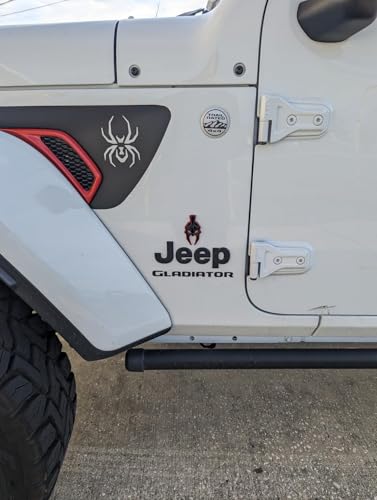 Image of 2Pcs Custom Gladiator Emblems Car Badge Left Right Side Sticker Compatible with Jeep Wrangler JL JK Gladiator Universal Car Vehicle, Truck, Motorcycle (Black Orange Line)