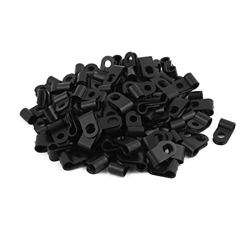 Aexit 100 piezas Nylon cable clip negro miniatura 1