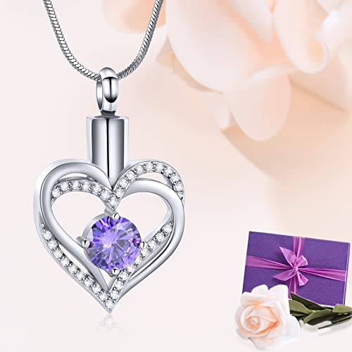 Minicremation Cremation Urn Necklace for Ashes Cremation Jewelry Heart Urn Necklace for Women Girls Birthstone Memorial Jewelry Pendant for Ashes for Human Pet - Image 3