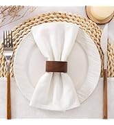 Santaben Ivory White Spring Cloth Napkins Easter Set of 4 Bulk Washable Cotton Napkins 17"×17" fo...