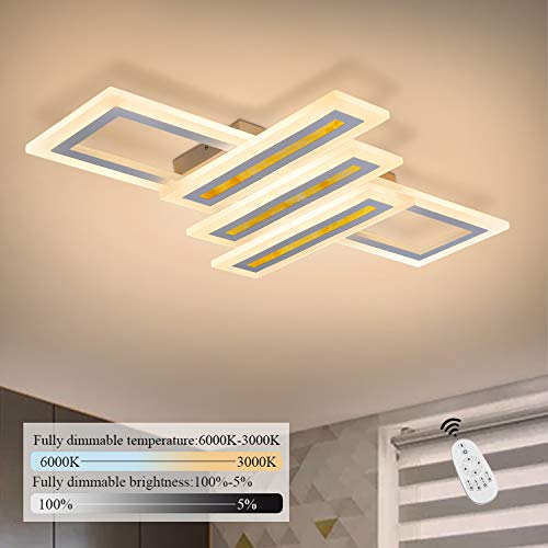 Preisvergleich Produktbild GBLY LED Deckenleuchte Dimmbar 61W Modern Deckenlampe 80cm Geometrisch Wohnzimmerlampe Designlampe mit Fernbedienung, Innen Deckenbeleuchtung für Schlafzimmer Wohnzimmer Esszimmer Arbeitszimmer