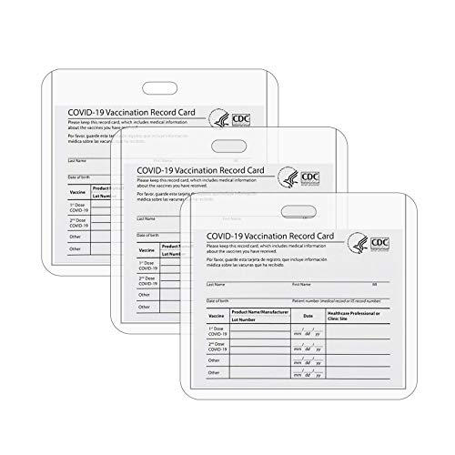 CDC Vaccination Card Protector 4 X 3 Inches Immunization Record Vaccination Cards Holder Clear Vinyl Plastic Sleeve with Waterproof Type Resealable Zip (no Lanyard, 3pcs)