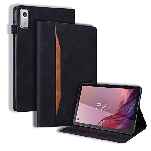 Varohix Capa para tablet Lenovo Tab M9 HD (9 polegadas) TB-310FU Capa protetora de couro PU premium Folio Flip Business Case Capa para tablet com bolso para cartão, porta-caneta, preta