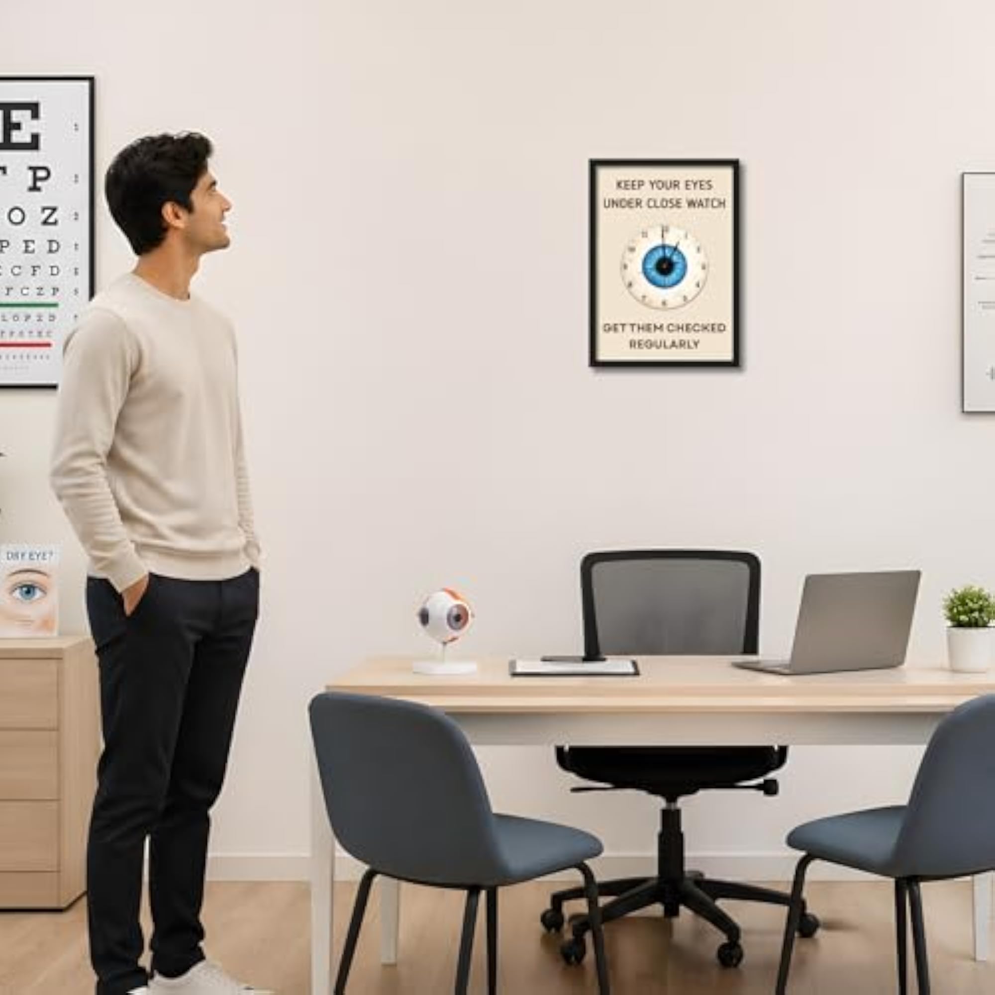 Optometry Wall Frame Poster, Creative Eye Clock Art