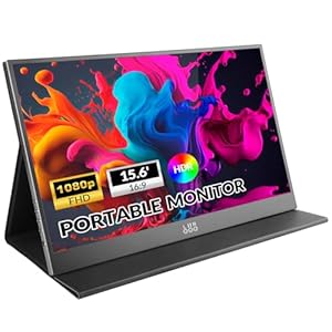 LR Monitor portátil, 15.6 pulgadas, 1080P FHD USB-C HDMI, pantalla IPS HDR ultradelgada con cubierta y altavoz integrado, monitor de viaje para computadora portátil/PC/teléfono/Mac/Xbox/Switch/PS4/PS5