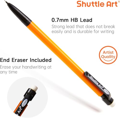 Image of Shuttle Art Mechanical Pencils, 210 Pack Bulk Mechanical Pencils 0.7mm Medium Point, HB #2 Lead, Assorted Barrels, Office School Supplies